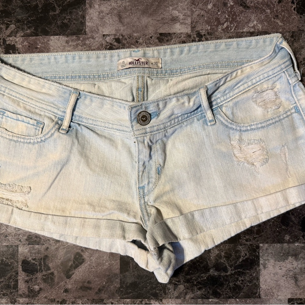 Hollister Blue Jean Shorts Cuffed Low-Rise